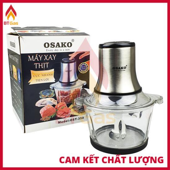 Máy xay thịt cối thủy tinh, dao inox, máy xay đa năng công suất 350W OSAKO OST-350 - Hàng chính hãng