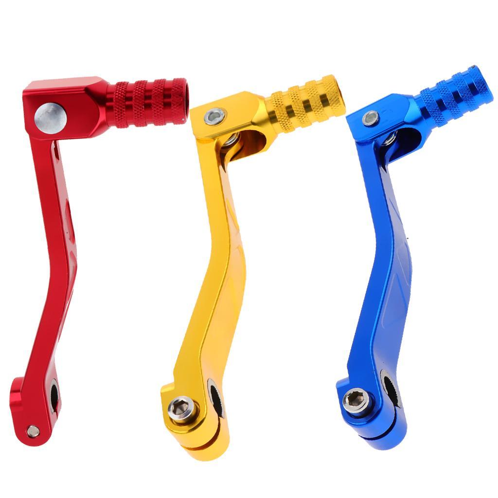 Universal Motorcycle CNC Adjustable Folding Gear Shift Lever Blue + Red