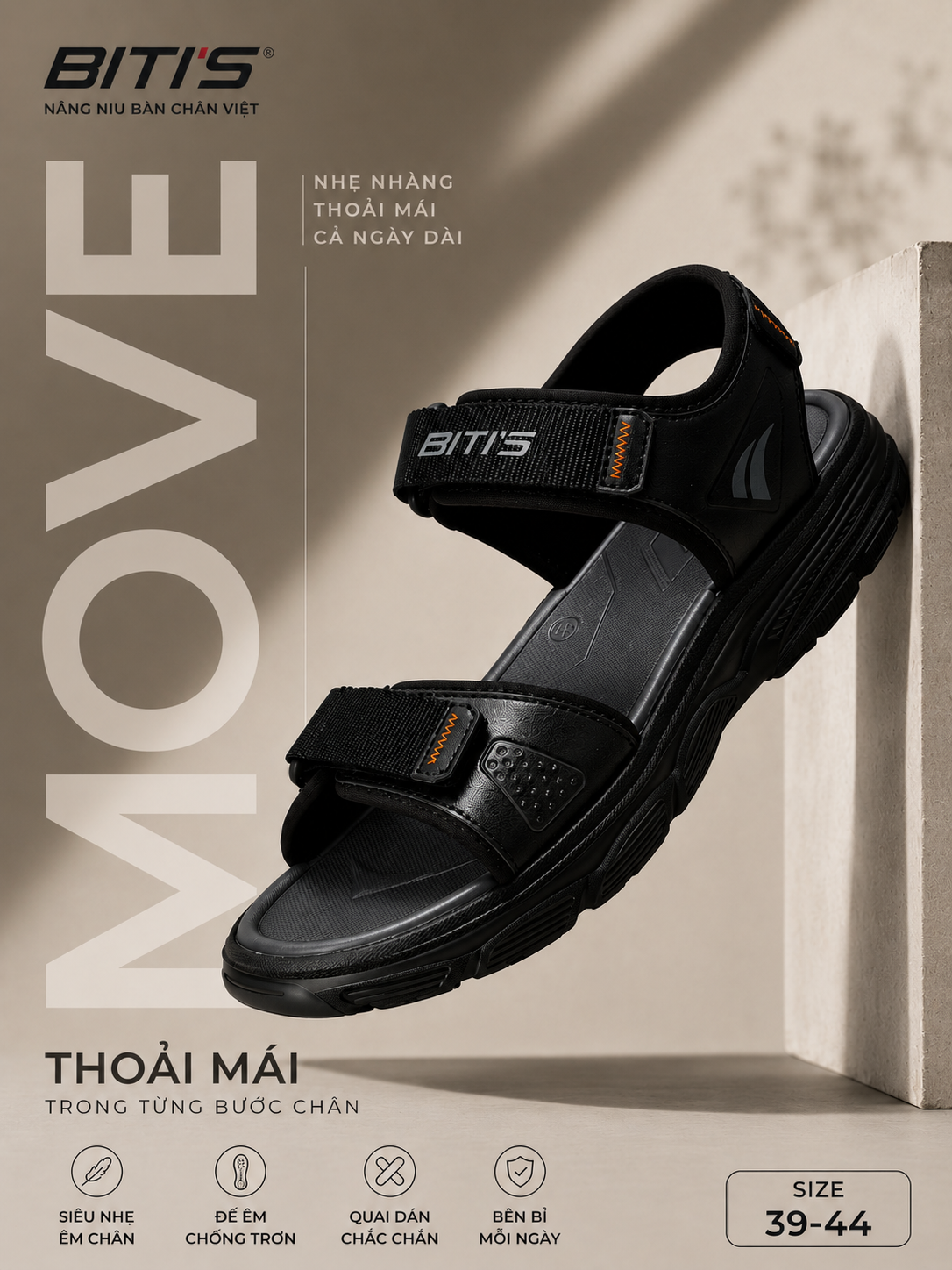 Sandal Biti's nam thiết kế nhẹ  (39-44)