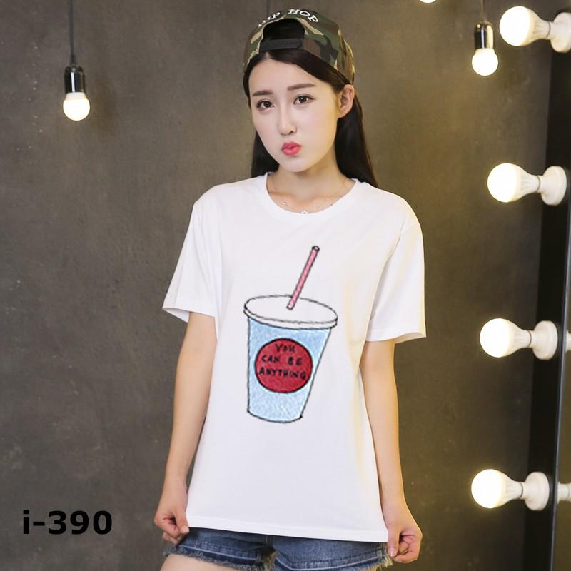 Áo Phông Nữ Họa Tiết Ly Nước - I390