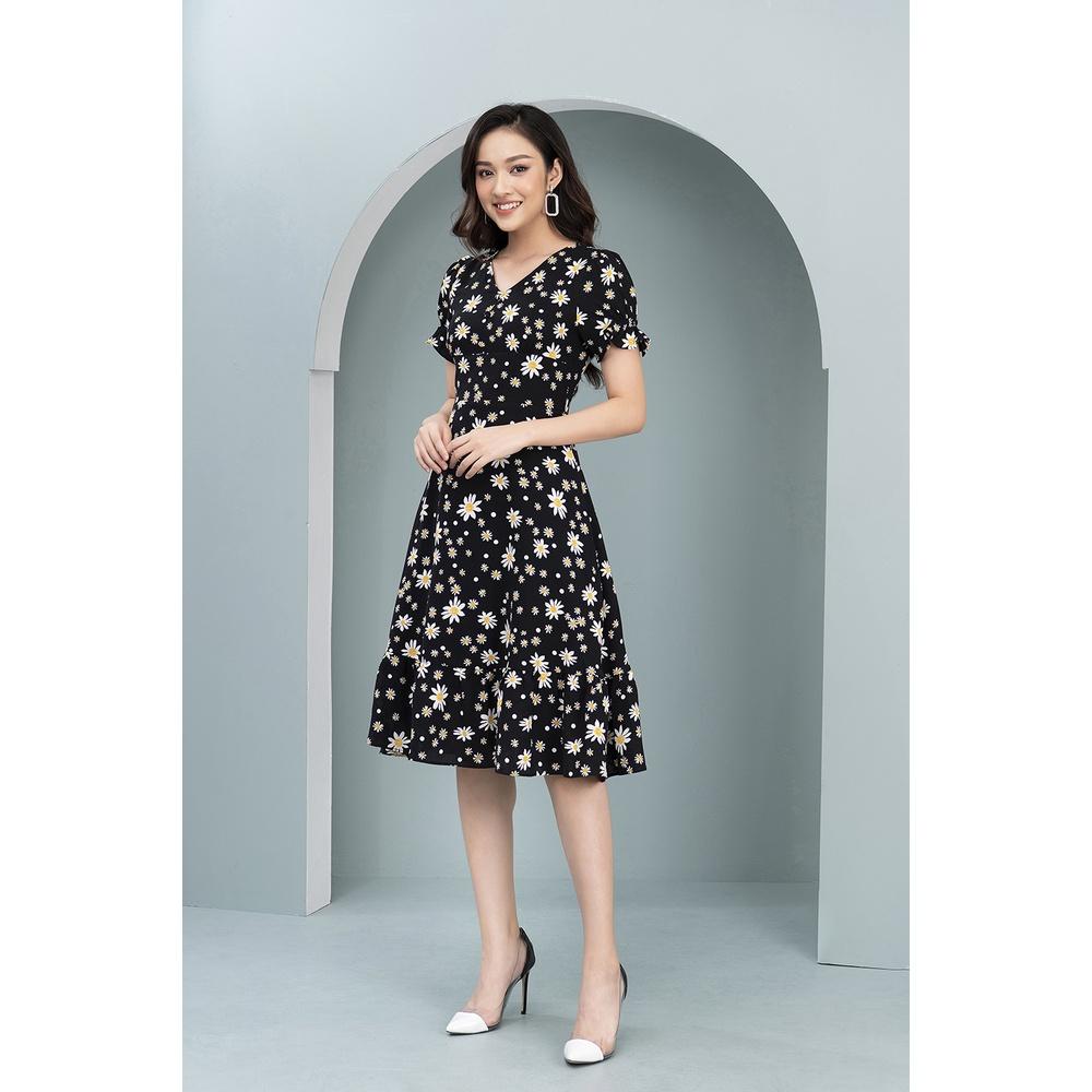 Đầm Hoa Vintage Thiết Kế Nữ Dáng Xòe LUPERI LFV3198 Cho Nàng Đi Chơi Đi Dạo Phố