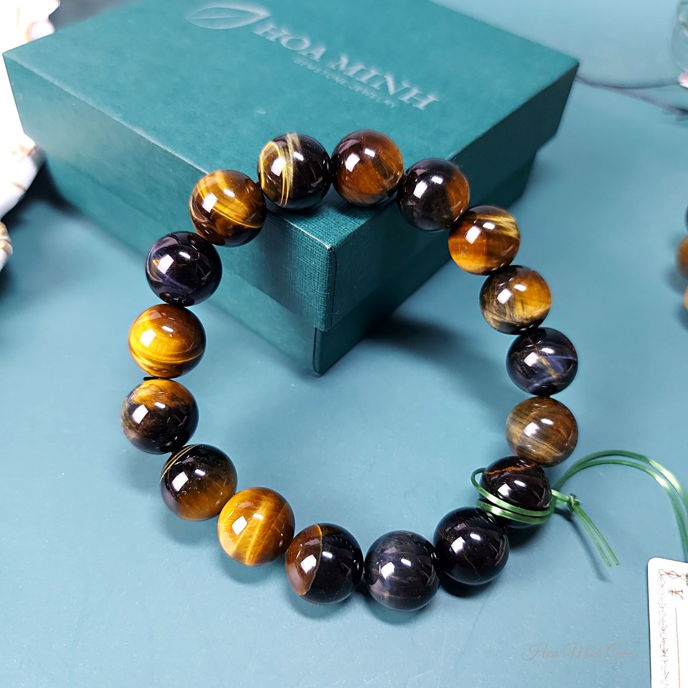 Vòng tay chuỗi đá Mắt Hổ Chim Ưng size hạt 12 li loại 5A bóng đẹp không kén mệnh