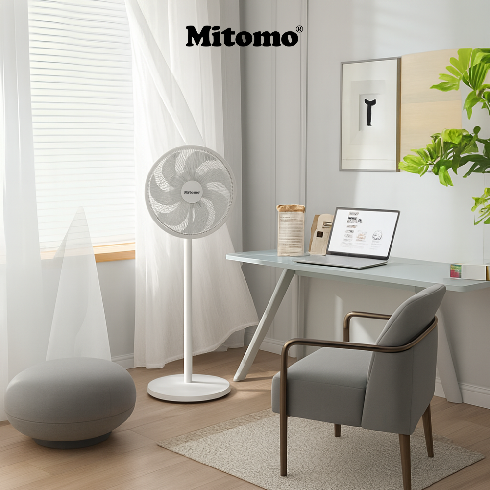 Quạt đứng cao cấp Mitomo FCE-60AE MAX – Điều khiển phím cơ, 3 tốc độ gió hàng chính hãng