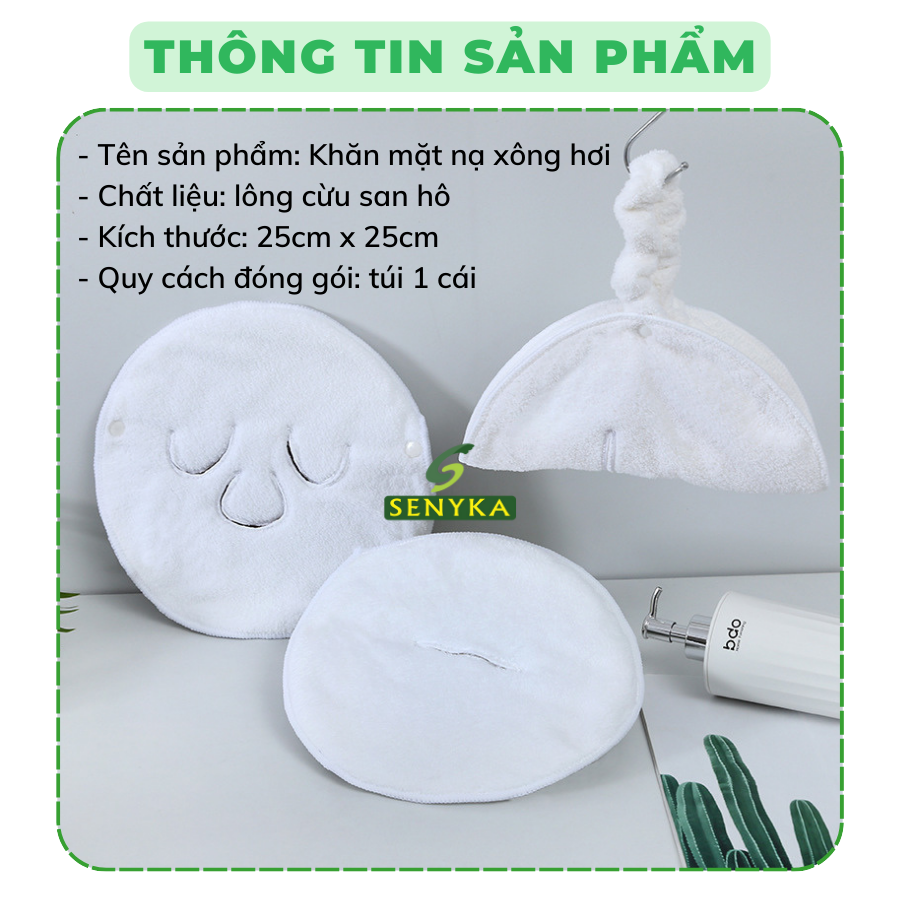 Khăn mặt nạ xông hơi, khăn mặt nạ chườm nóng giữ nhiệt thấm hút tốt, thoáng lỗ chân lông, kèm quai đeo mềm mịn CN057