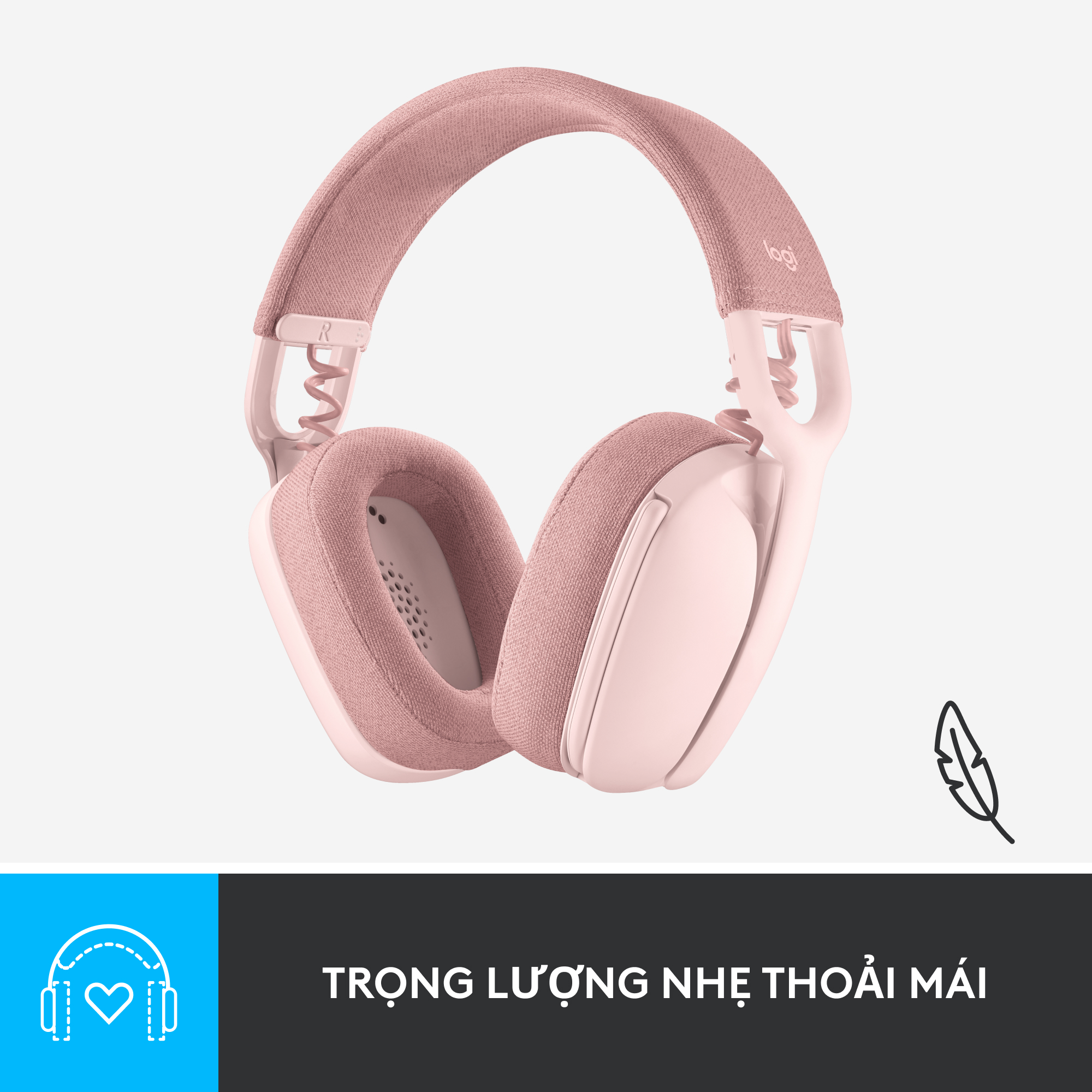 Tai nghe không dây Logitech Zone Vibe 100 nhẹ, với micrô khử tiếng ồn, Tai nghe Bluetooth Đa điểm Tiên tiến, Hoạt động với Teams, Google Meet, Zoom, Mac/PC - Hàng chính hãng