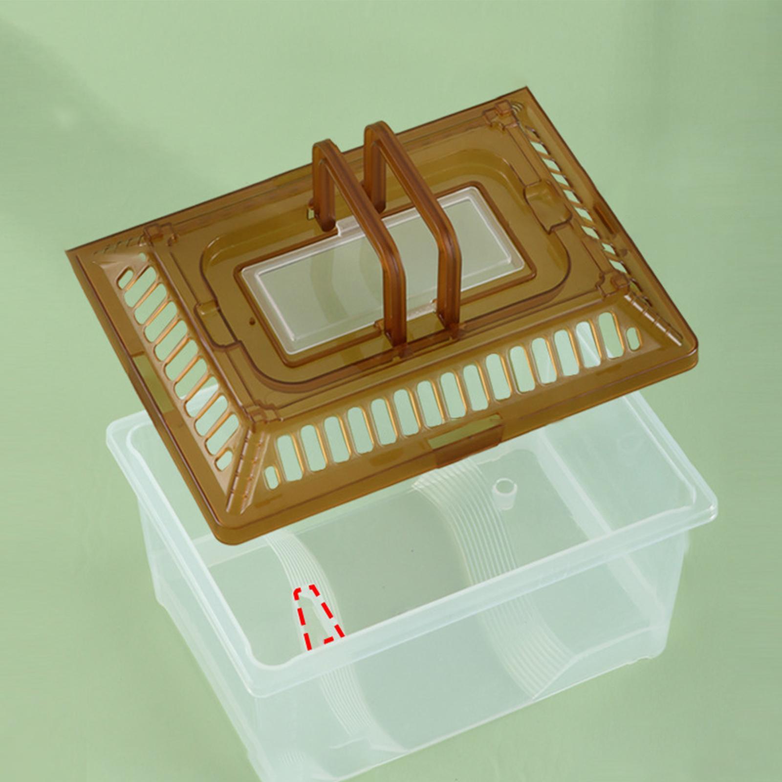 Small Turtle Tank with Handle and Cover with Platform Reptile Habitat Container Turtle Breeding Box Pet Feeding Box for Crayfish Lizards