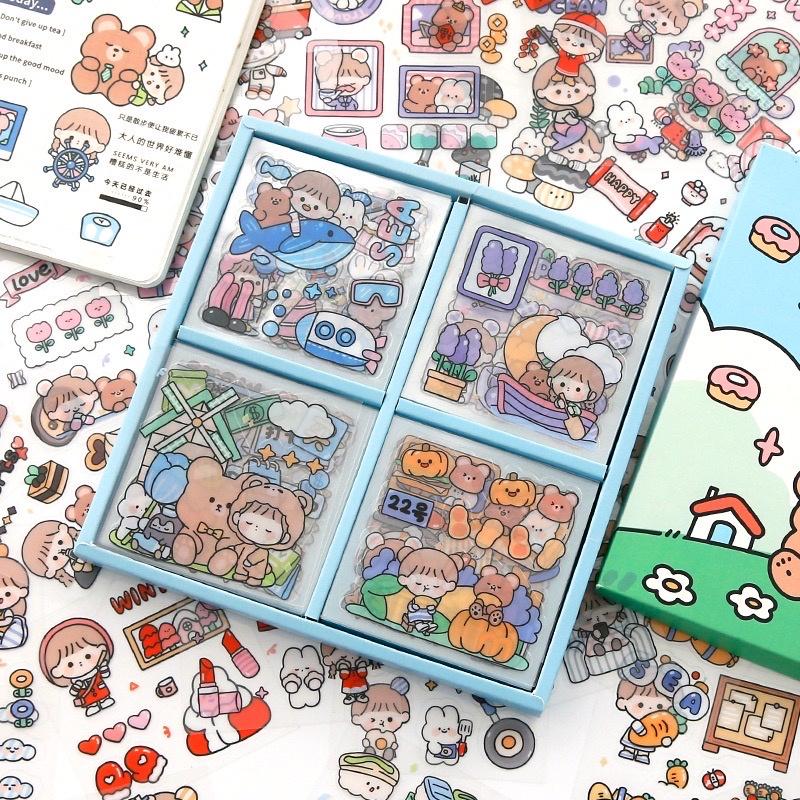 Sticker Kute Dán Trang Trí Bình Nước, Cốc, Thủy Tinh, Tập Vở.....