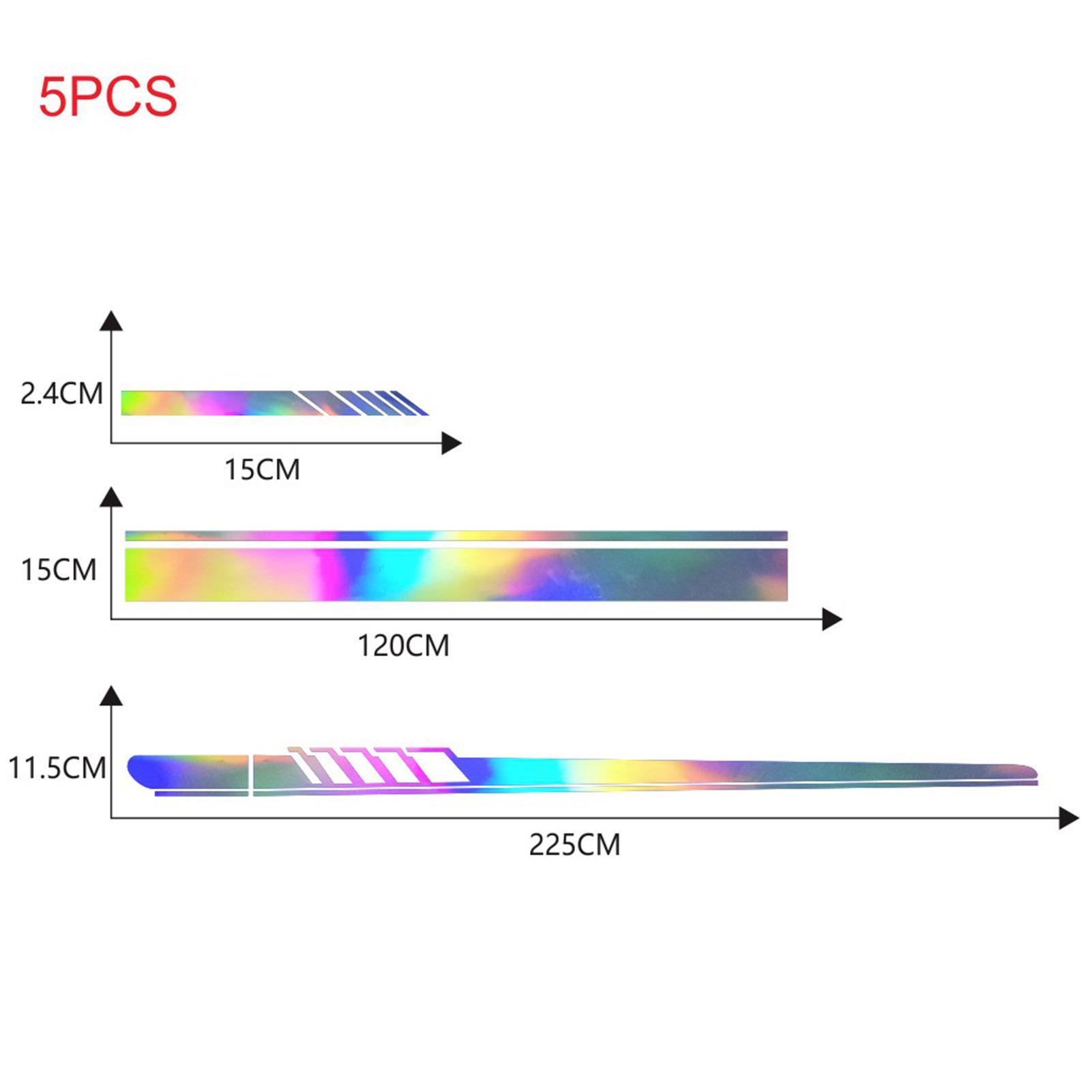 5 Pieces  Reflective Stripe Vinyl Car Side Sticker Auto Body Racing Sports Decals Universal Car Truck DIY Decal Stripe