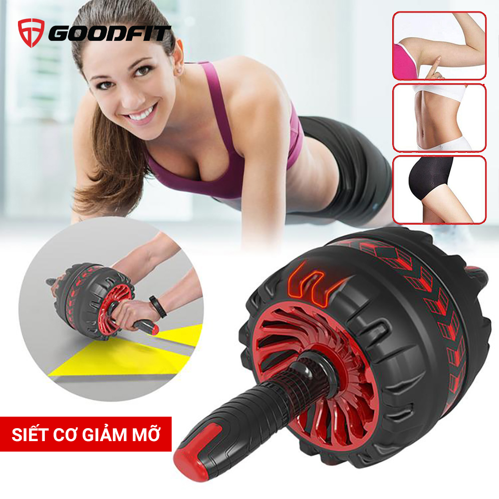 Con lăn tập bụng, con lăn tập cơ bụng trợ lực lò xo GoodFit chịu tải 200kg, hỗ trợ tập gym, tập thể dục tại nhà Goodfit GF600AB