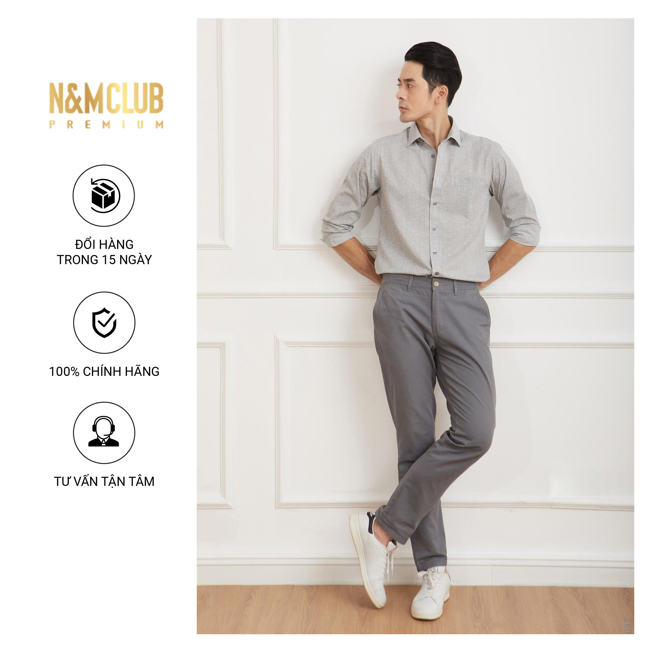 N&amp;M CLUB Áo Sơ Mi Nam Tay Dài chất liệu Bamboo cotton 2105037