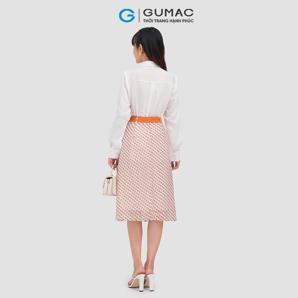 Chân váy A dập ly phối dây lưng GUMAC VC10086