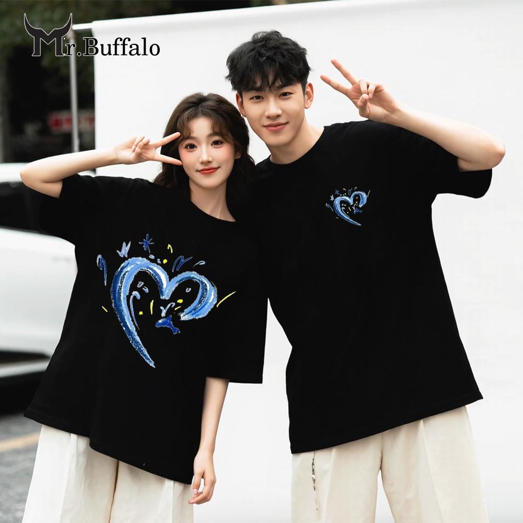 Áo Thun Đôi, Cặp Mr.Buffalo CUTE Tshirt Cotton 100% có bigsize Unisex Local Brand B19B19n - Đen B19n