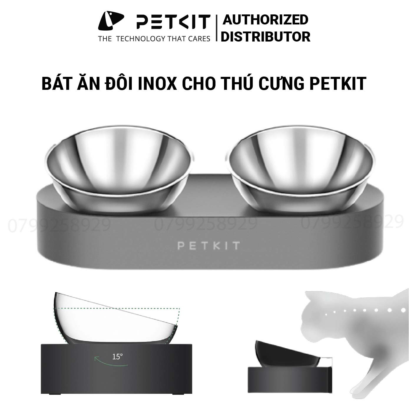 Bát Ăn Đôi, Chén Ăn Chống Gù Cho Chó Mèo Petkit