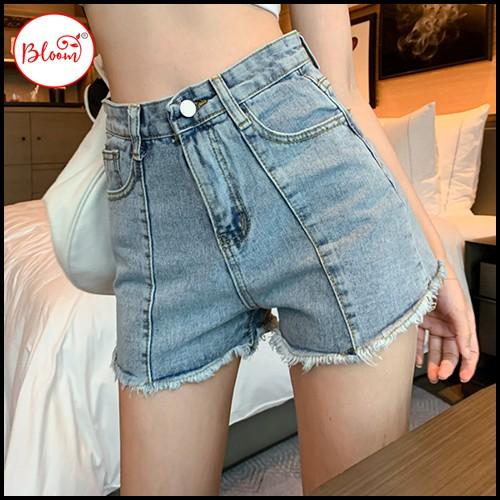 Quần short jean nữ lưng cao YUKIBLOOM Quần short jean nữ Cao Cấp QSJ01