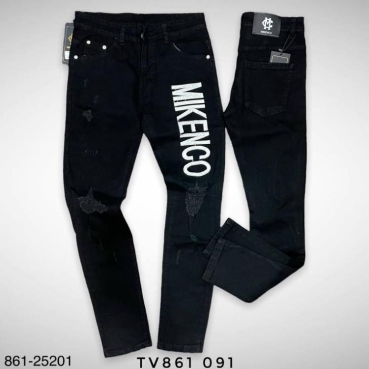 Quần Jean Nam Thêu Chữ MKC Trắng Cao Cấp - Quần Bò Nam Miken Rách Gối Siêu Hot