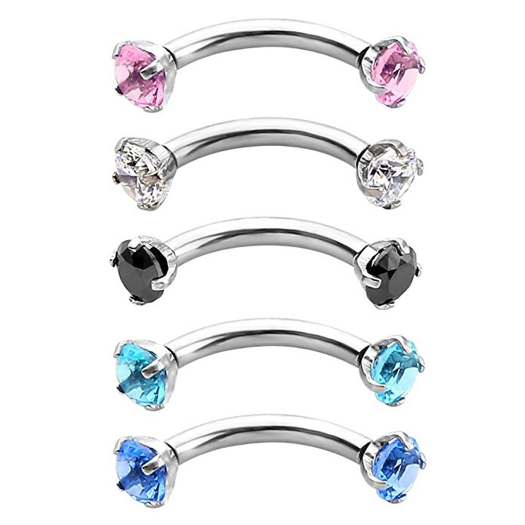 Stainless Steel Zircon Curved Barbell Eyebrow Piercing Jewellery White