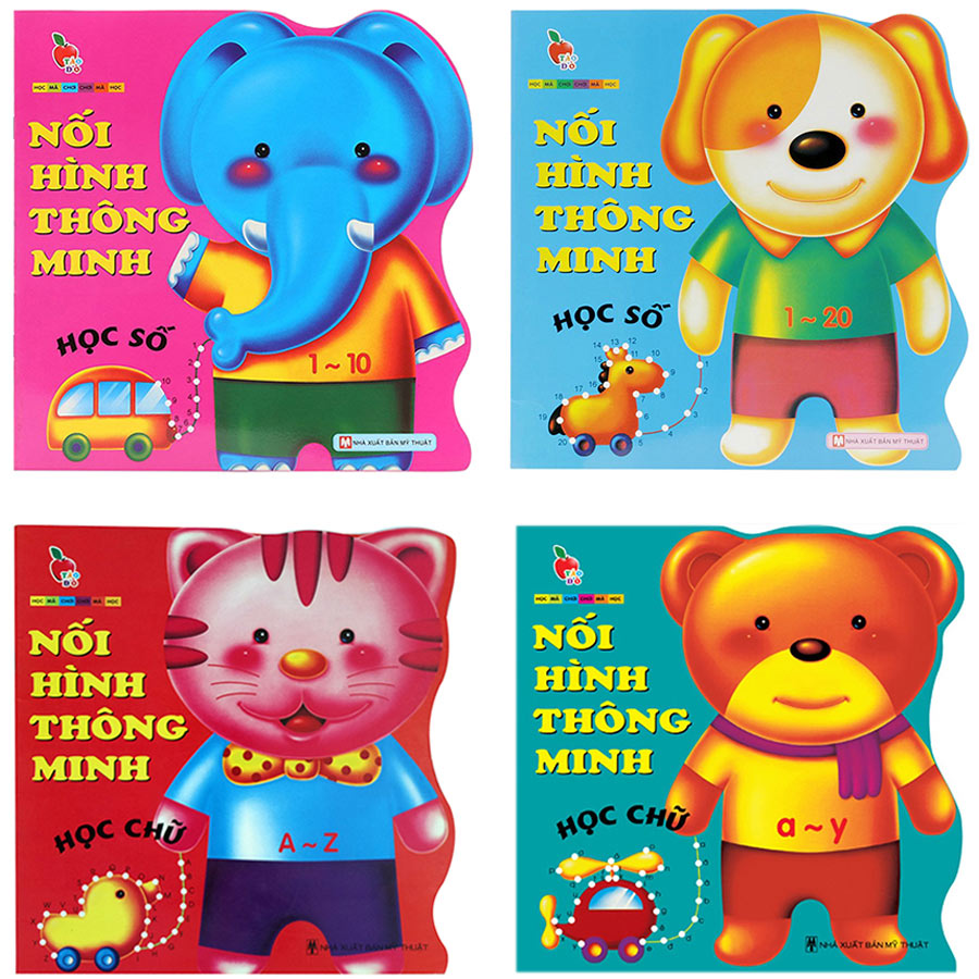 Combo 4 Cuốn: Nối Hình &amp; Tô Màu Thông Minh - Học Mà Chơi, Chơi Mà Học: Học Chữ + Học Số