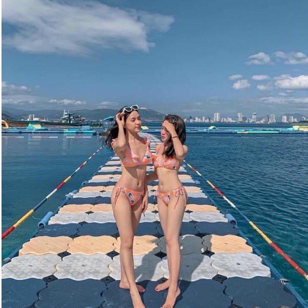 Bikini 2 mảnh tam giác họa tiết trái cam vitamin C