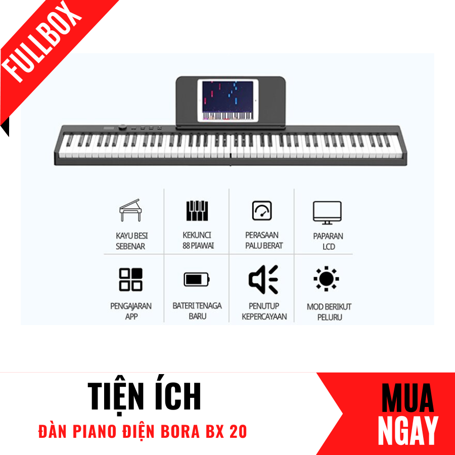 Đàn Piano Điện Bora Bx 20 Gấp Gọn + Chân Đàn (Trắng, Đen