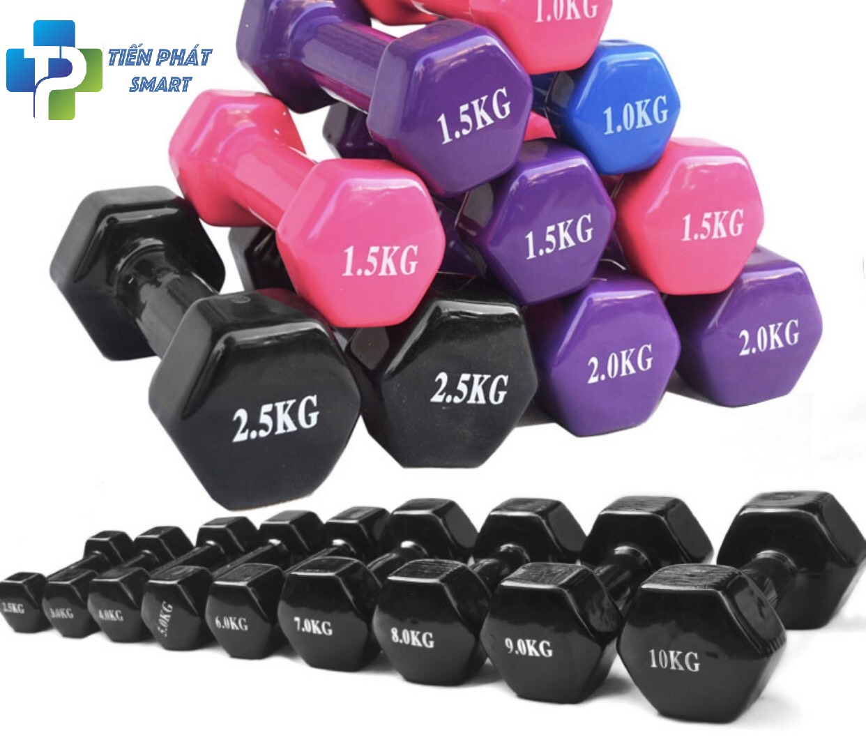 Bộ 2 Tạ Tay 6kg Bọc Cao Su Trơn Lõi Thép Cao Cấp Mầu đen