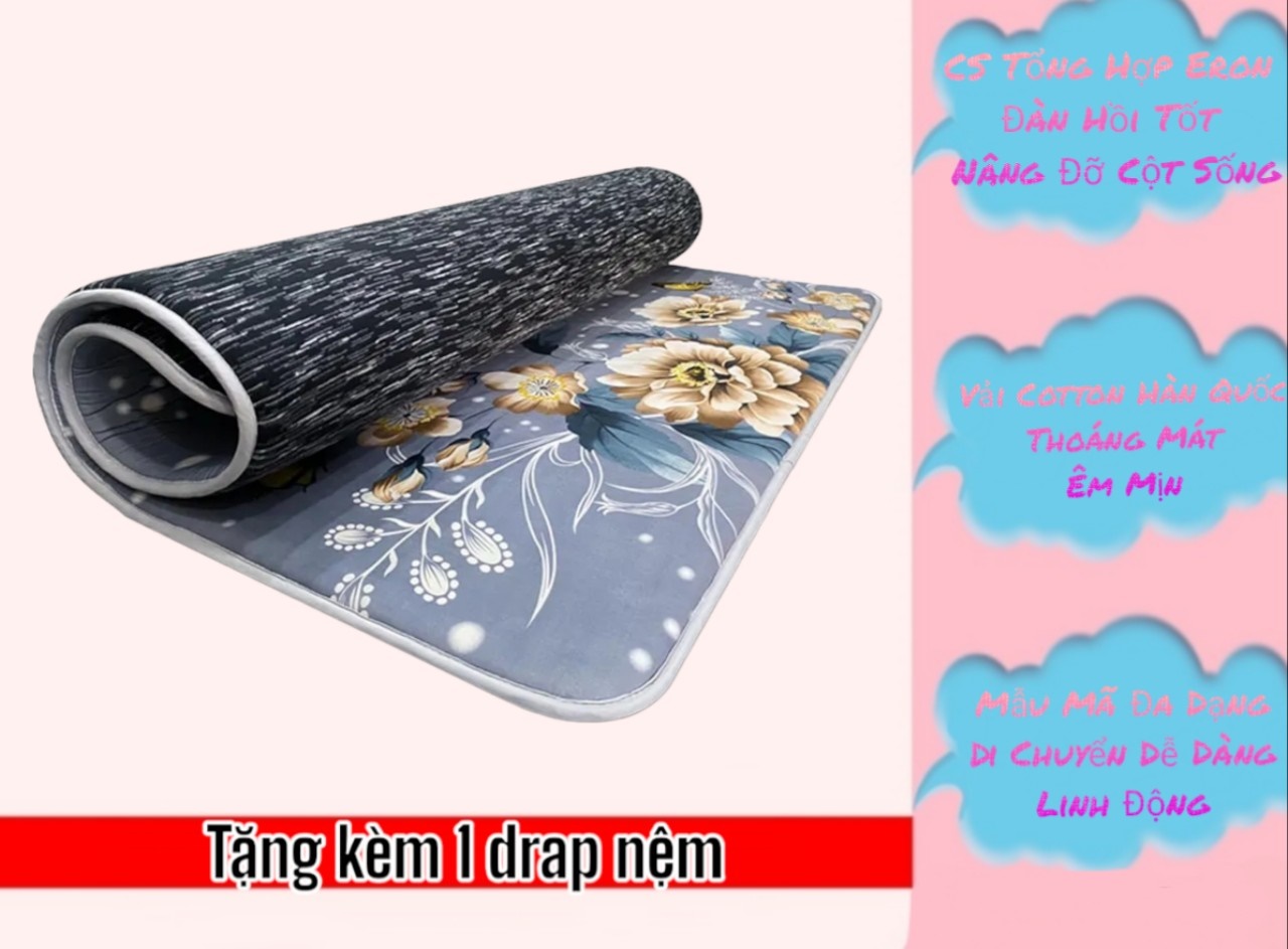Nệm cao su trải sàn 3 lớp Eron Đủ Size - Êm ái và thoáng mát cao
