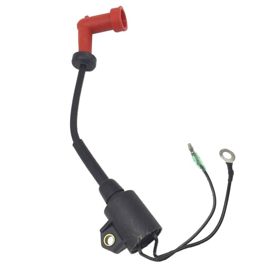 Ignition Coil with Rubber Cap for Yamaha Parsun Outboard 9.9HP 15HP 2-Stroke