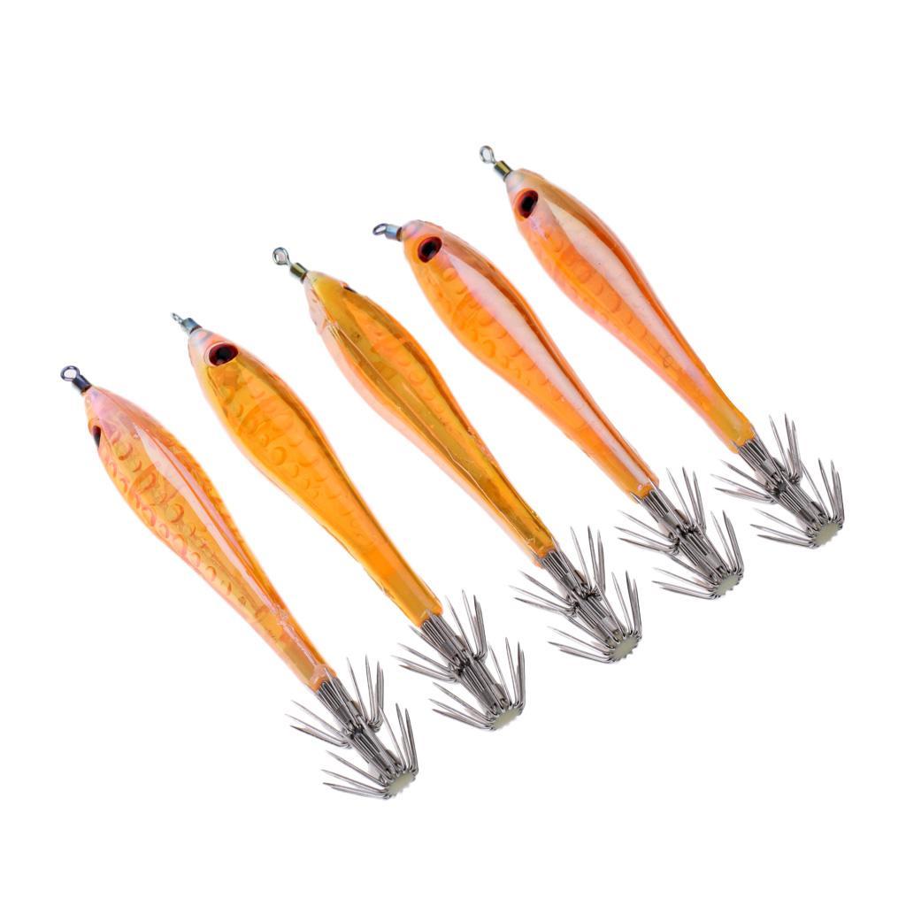 10pcs Luminous Fishing Lure Bait Squid Jig Hook Glow in Dark for Sleeve-Fish Octopus Cuttlefish