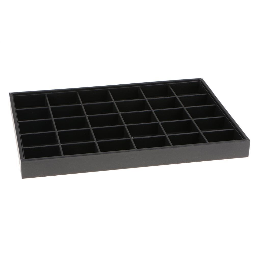 2pcs PU Leather Stackable Jewelry Tray Showcase Display Organizer 30 Slots
