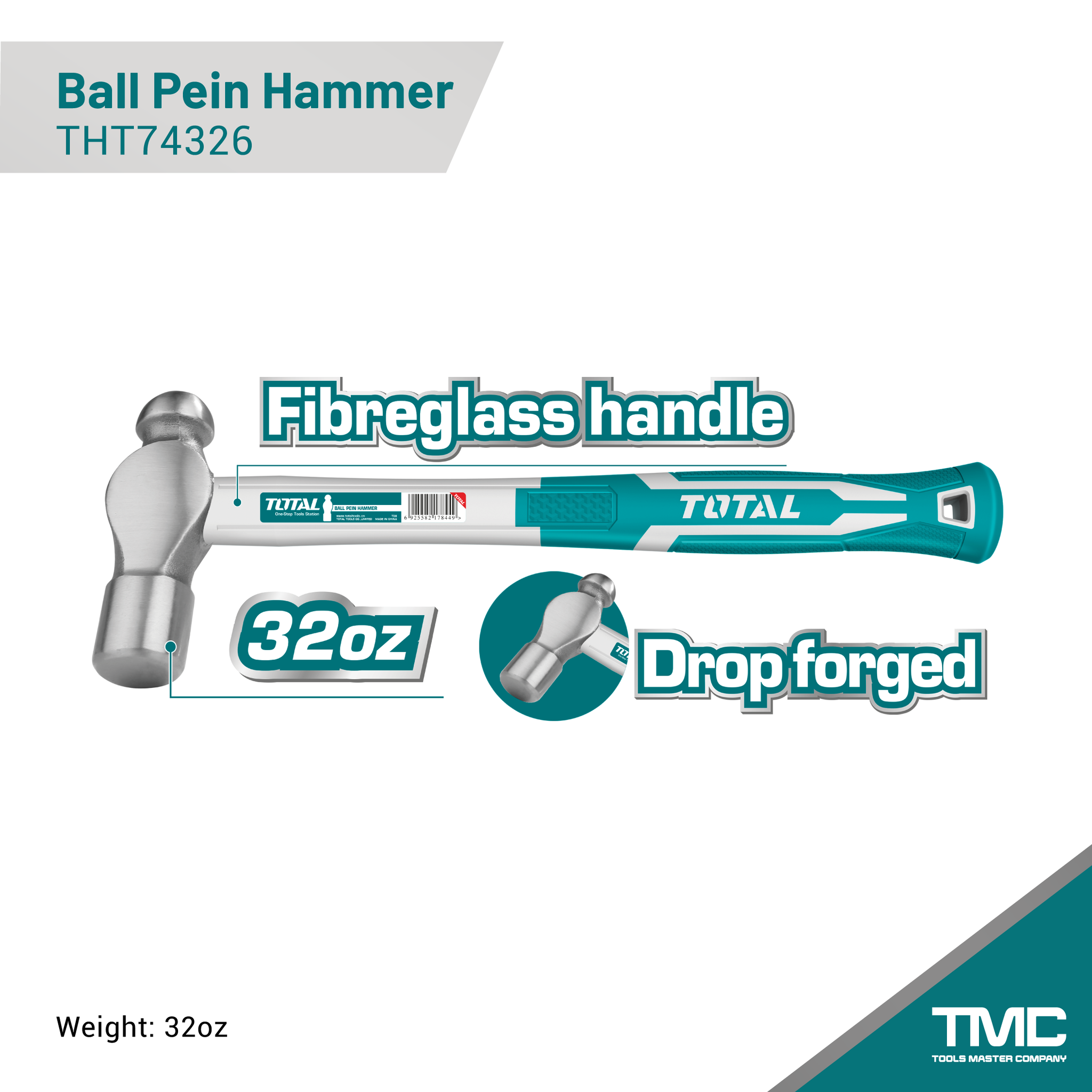 BÚA GÒ 1 ĐẦU TRÒN 1 ĐẦU BẰNG 900G, 450G TOTAL THT74326, THRBPH0166 - HÀNG CHÍNH HÃNG