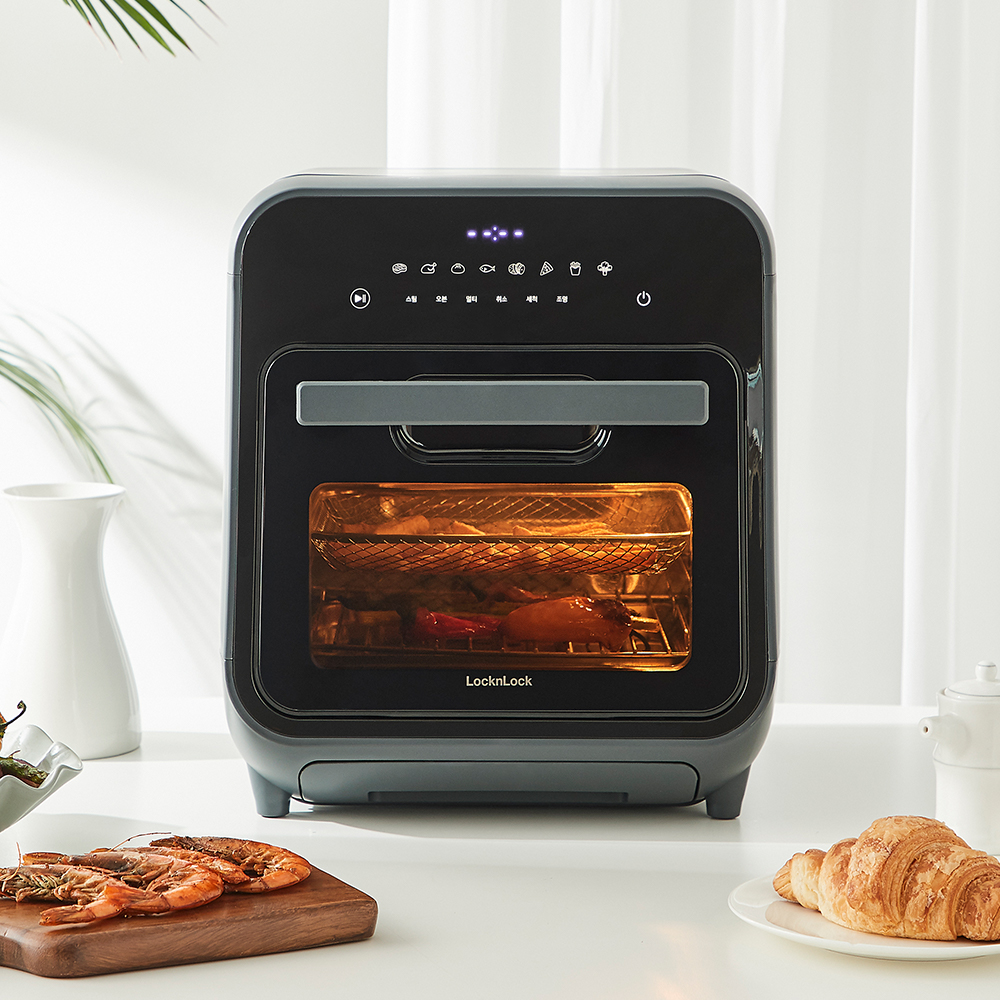 Lò nướng chân không kết hợp chức năng hấp Lock&Lock EJF693GRY Steam Air Fryer Oven - Hàng chính hãng