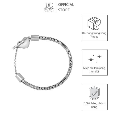 Vòng Tay/ Lắc tay Bạc 925 Danny Jewelry Khoá Hình Trái Tim LT006TNK Xi Rhodium