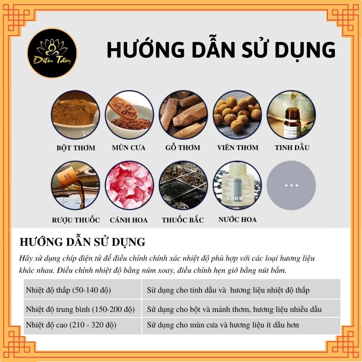 Lư điện lư xông trầm hương trầm nụ điện có hẹn giờ chỉnh nhiệt gốm sứ cao cấp chịu nhiệt -shop Diệu Tâm mã lu dien vien