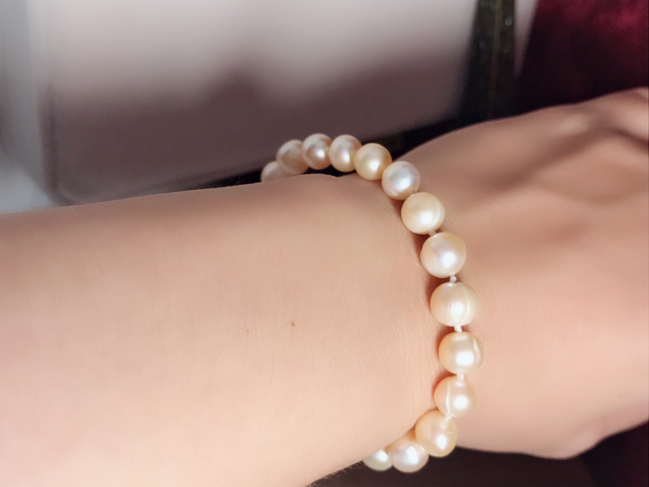 Vòng Tay Ngọc Trai Nuôi Hồng Cam Ngọt Ngào