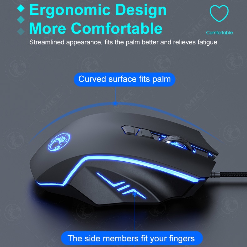 Chuột Led RGB gaming X4 7200dpi công thái học chống mỏi cổ tay Cho máy tính laptop hàng nhập khẩu