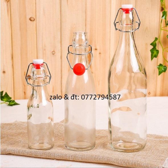 Chai Thủy Tinh Tròn 500ml Nắp Gài