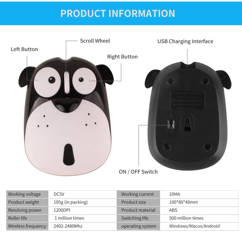 Chuột Quang Không Dây 2.4G Wireless Tiết Kiệm Điện Hoạt Hình Dễ Thương Chuột Máy Tính Im Lặng Sạc Thiết Mini 3D Chuột Cho Máy Tính Laptop