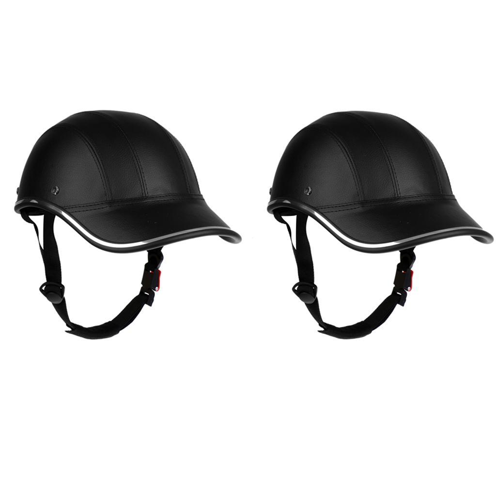 2Pcs Baseball Cap Style Motorcycle Helmet Bike Cycling Helmet Anti-UV Visor Black