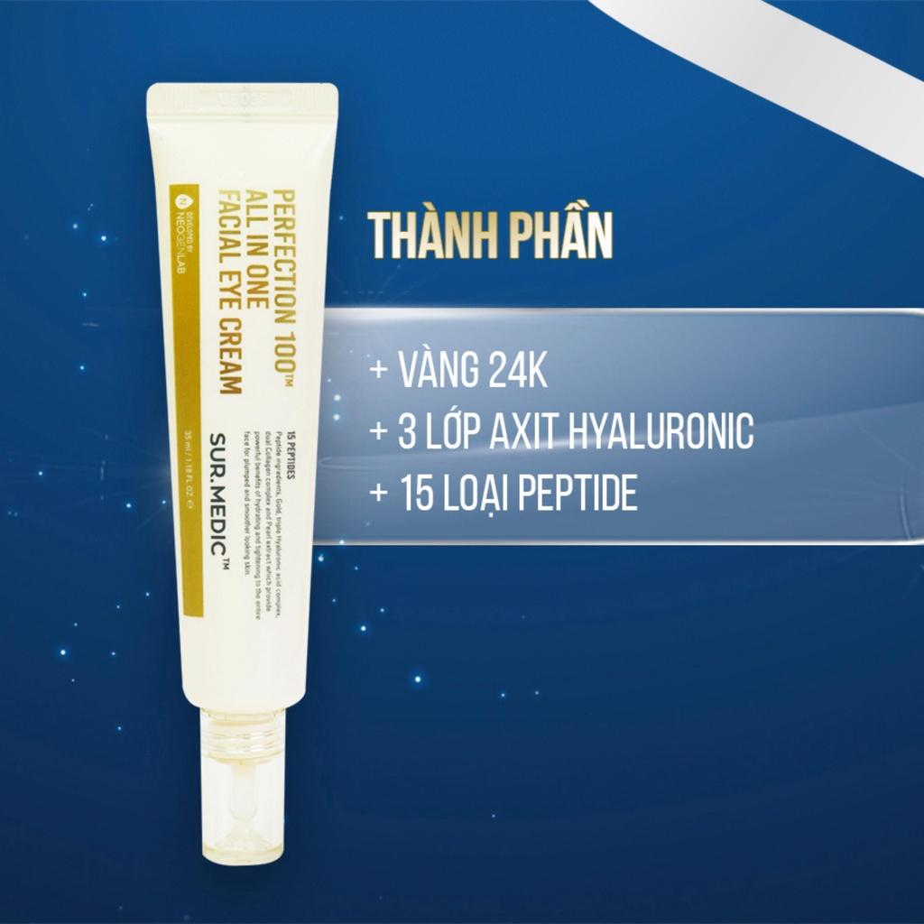 Kem Dưỡng Giảm Thâm Mắt Xoá Mờ Nếp Nhăn Surmedic Perfection 100tm All In One Facial Eye Cream 35ml