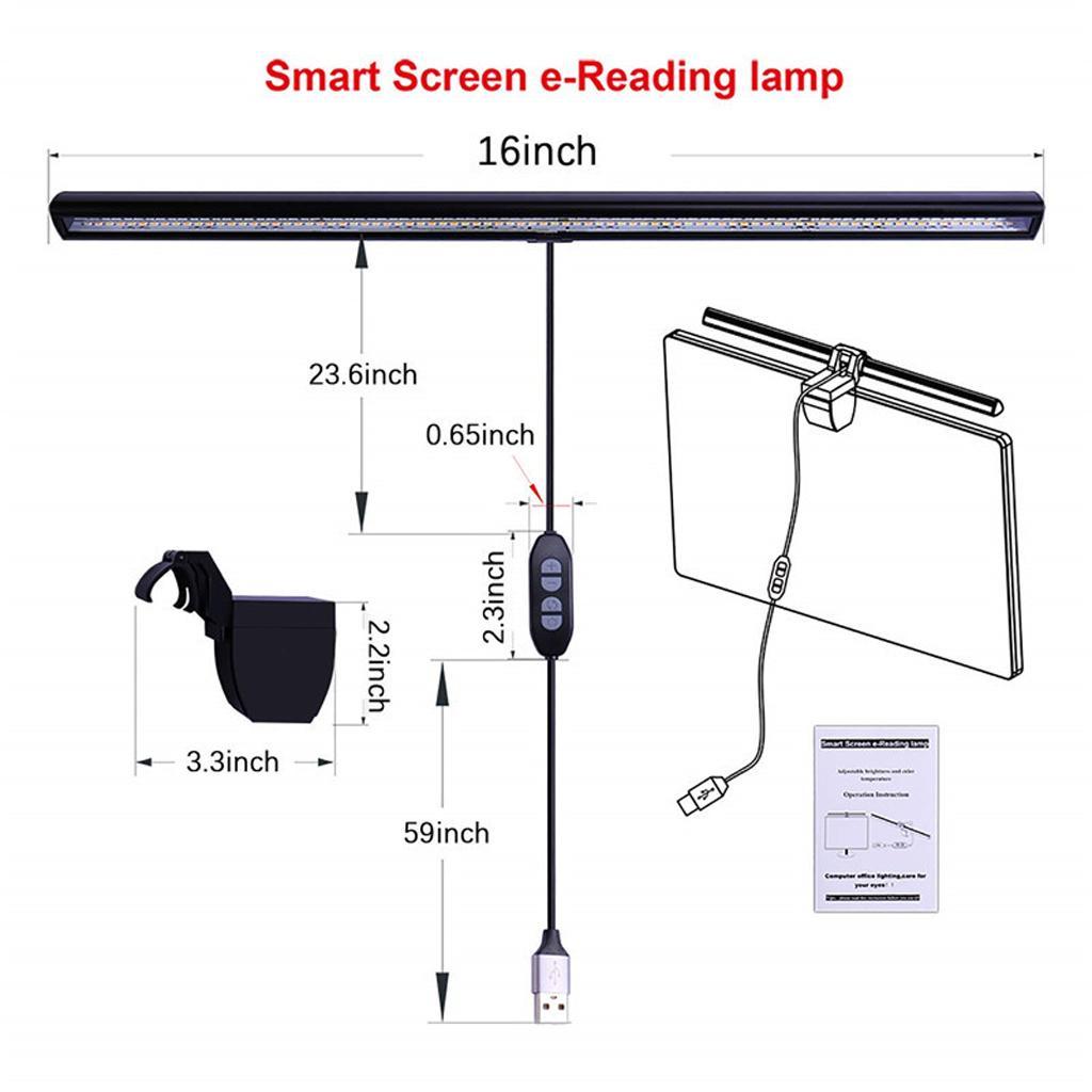 Office Read Laptop Adjustable Temperature Monitor Screen LED Hanging Lamp
