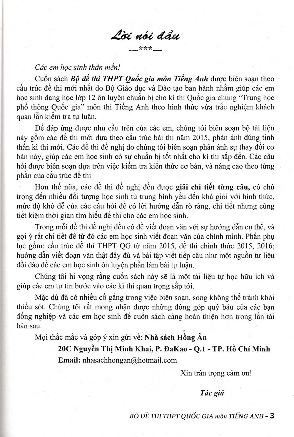 Bộ Đề Thi THPT Quốc Gia Môn Tiếng Anh + Tặng Phiếu Trắc Nghiệm 50 Câu_HA