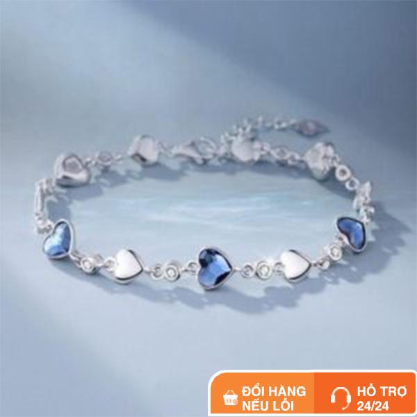 Lắc Tay Bạc Nữ Lylysilver Đính Đá Hình Trái Tim