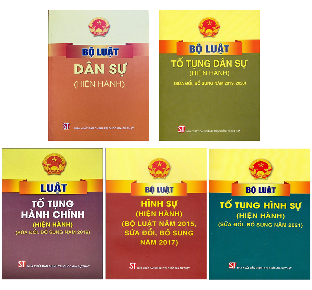 Combo 5 Cuốn Sách Bộ Luật Dân Sự + Bô Luật Hình Sự + Bộ Luật Tố Tụng Dân Sự + Bộ Luật Tố Tụng Hình Sự + Luật Tố Tụng Hành Chính