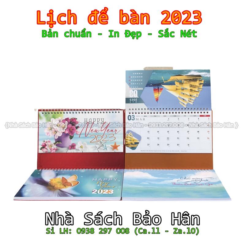 Lịch để bàn 2023 có lịch âm (kiểu chữ M ) có dải note ghi chú ngày, tuần, đủ ngày âm dương(mẫu ngẫu nhiên, nowship)