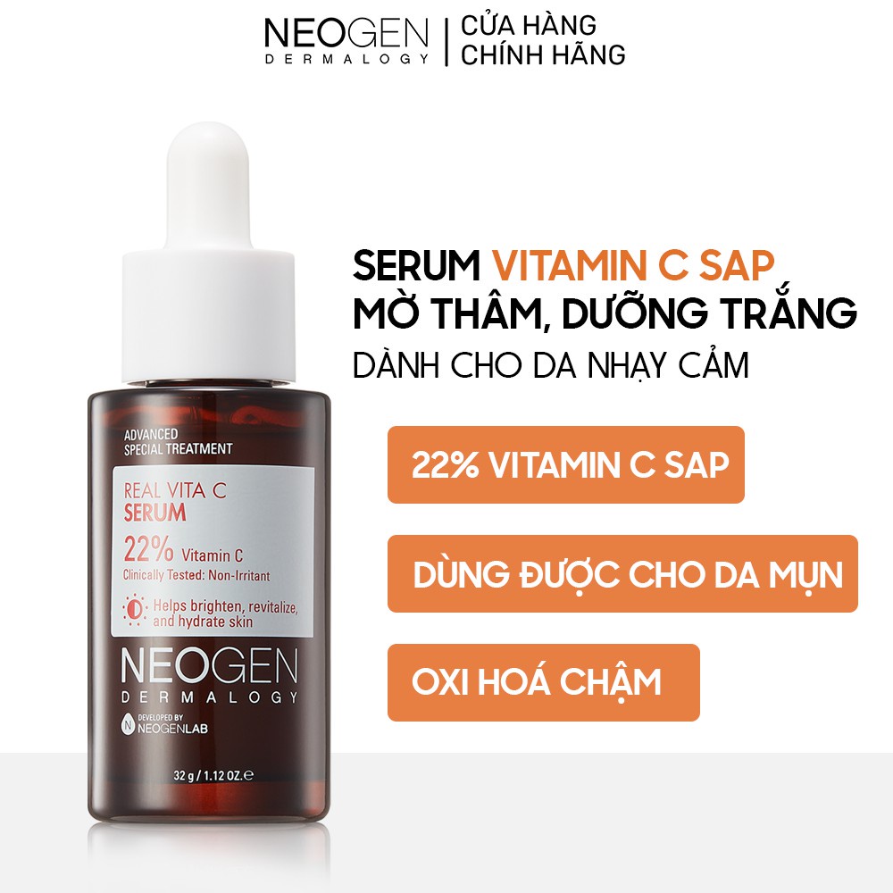 Bộ Sản Phẩm Serum & Kem Dưỡng Vitamin C 22% Mờ Thâm Dưỡng Trắng Da Neogen Dermalogy Real Vita C