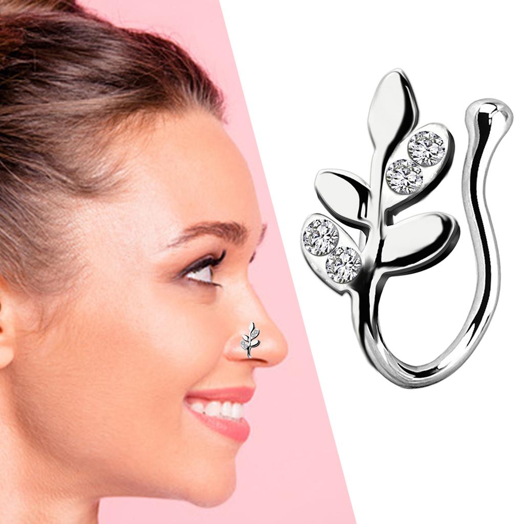 Fake Nose Rings 18G Faux Fake Lip Ear Septum Ring Non Piercing Silver