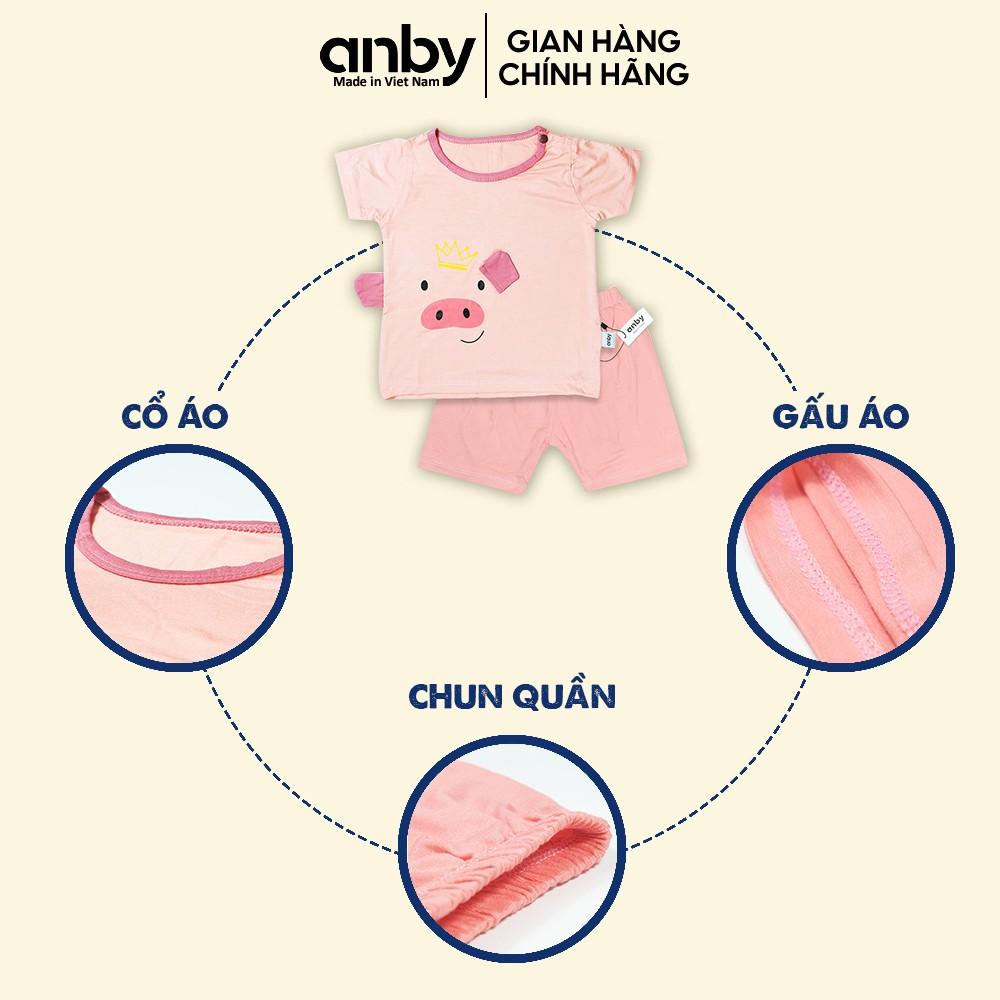 Quần áo trẻ em ANBY cho bé từ 1 đến 5 tuổi bộ cộc tay thun lạnh hình động vật ngộ nghĩnh