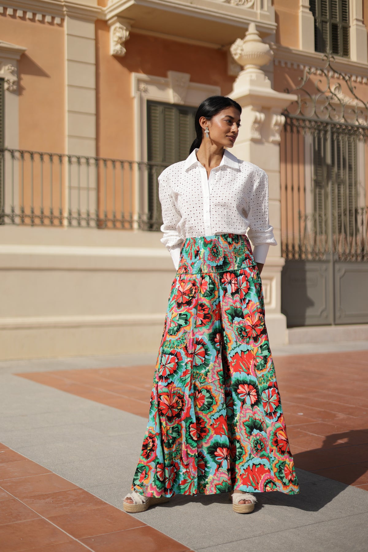 Quần Xòe Hoa Cotton Cao Cấp Luna Llena