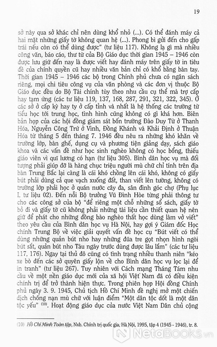 TƯ LIỆU VỀ GIÁO DỤC VIỆT NAM - Từ Tháng 9. 1945 Đến Tháng 12. 1946 (Bìa Cứng)