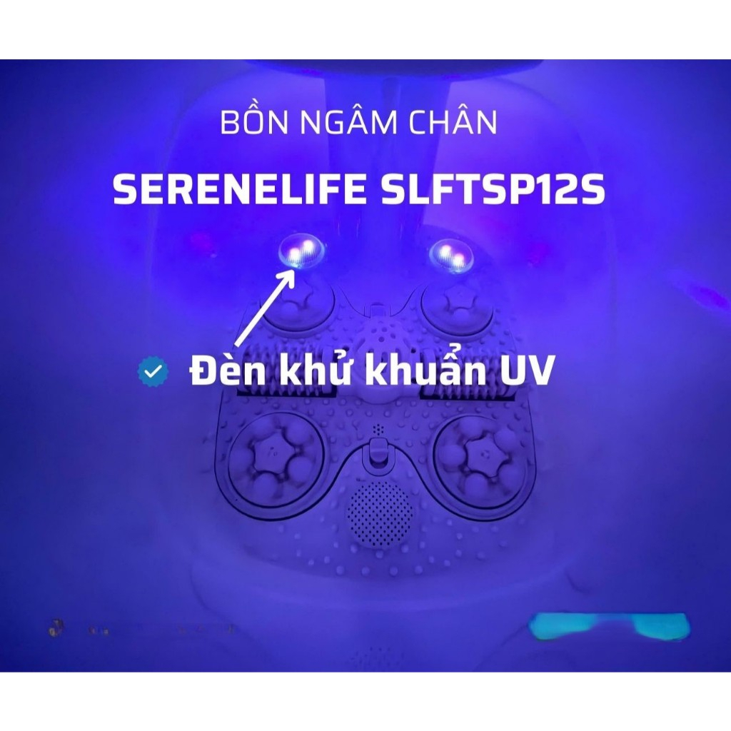Bồn ngâm chân massage cao cấp USA 6 con lăn tự động, vòi phun massage, Serenelife SLIFTSP12 nhập khẩu