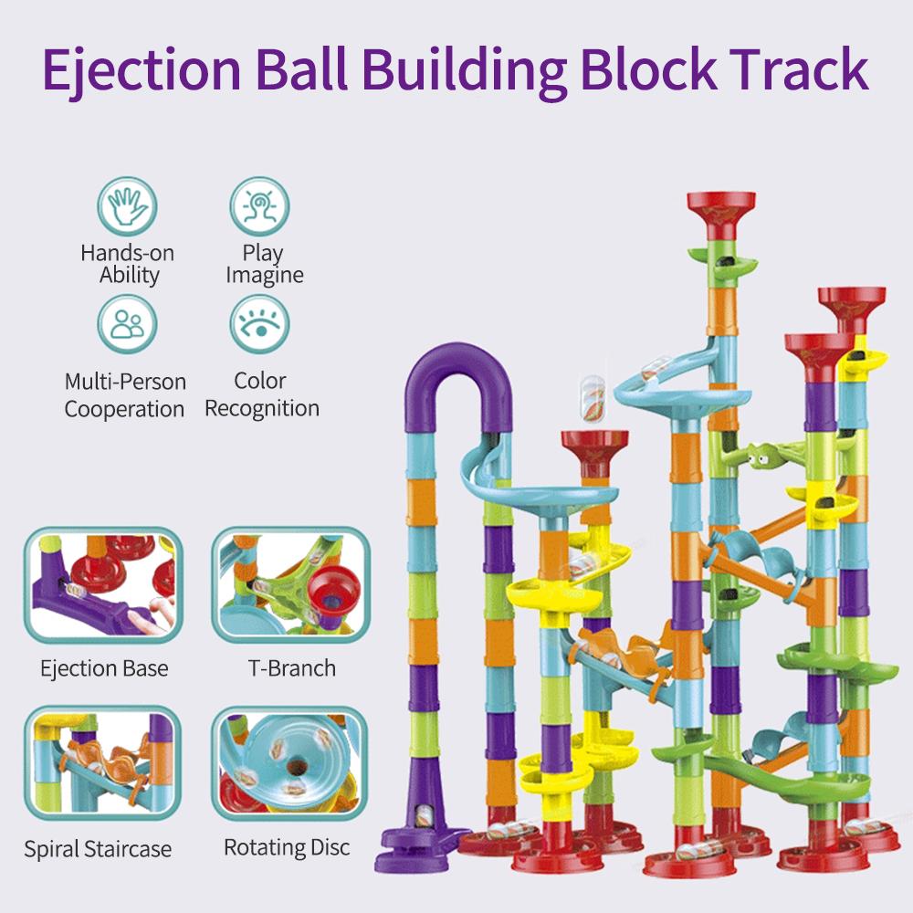 113 Pieces 3D Marble Run Set Construction Building Blocks STEM Learning Toy Early Education for Age 3+ Boys & Girls